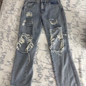 Distressed Blue Jeans